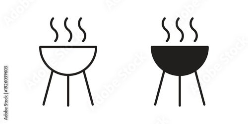 Grill icon, line symbols on white background. EPS10
