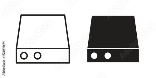 Hard drive icon, line symbols on white background. EPS10