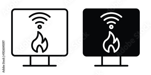 Creative Wi-Fi Symbol with Flame in Black and White Contrast Design