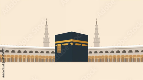 vector illustration of the Kaaba at the Grand Mosque in Mecca