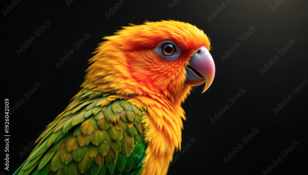 Fototapeta premium Vibrant Parrot Closeup with Colorful Feathers