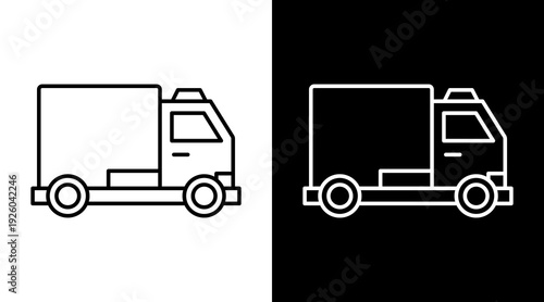 Truck White Icon Set Design
