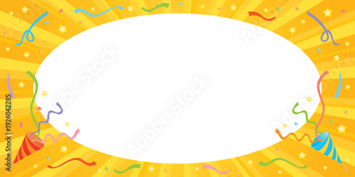 黄色の背景と紙吹雪