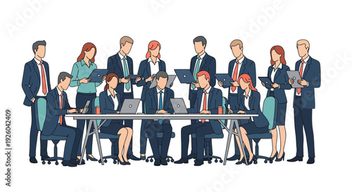 Group of diverse business professionals in meeting.