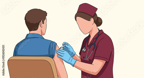 Healthcare Professional Administering Vaccine Injection.