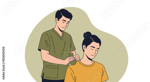 Illustration of a person receiving neck massage.