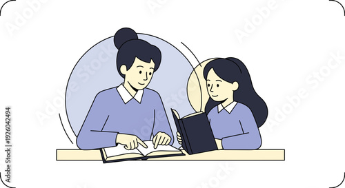 Mother Helping Daughter With Homework Using Laptop.