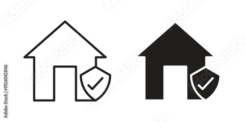 Home insurance icon, line symbols on white background. EPS10