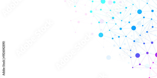 Internet Network Global Social Communication. Digital Background and Big Data Technology. Blue Background With Plexus Lines. Geometric Background