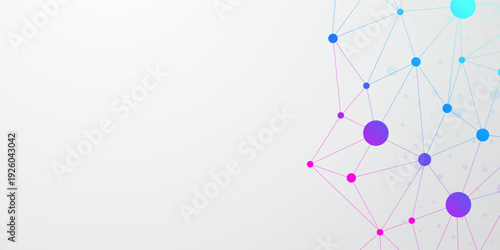 Abstract Social Network Connection. Abstract Plexus Technology Futuristic Network Background With Connect Points and Lines.