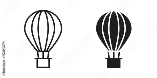 Hot air balloon icon, line symbols on white background. EPS10
