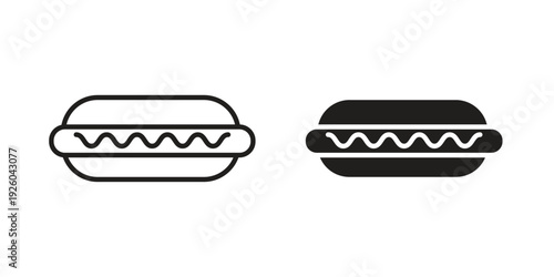 Hot dog icon, line symbols on white background. EPS10