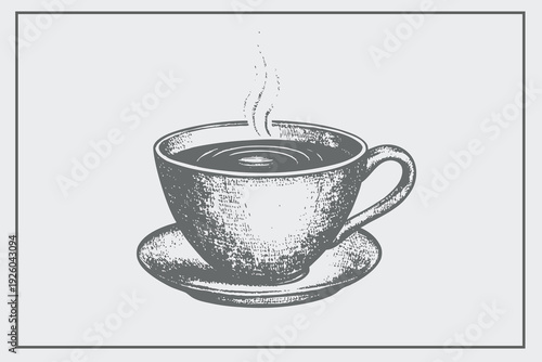 hand drawn coffee cup illustration in vintage engraved style. cafe menu design elements confectionery on white background