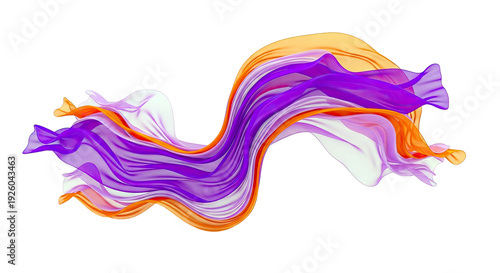 Abstract Swirling Purple and Orange Fabric Waves