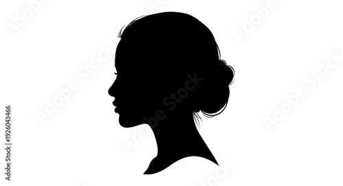 Silhouette of a Womans Head in Profile View.