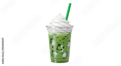 Iced Matcha Latte with Whipped Cream