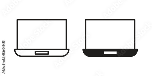 Laptop icon, line symbols on white background. EPS10