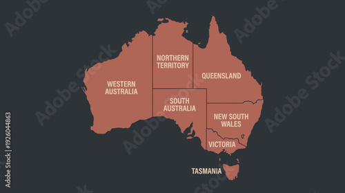 Political Map of Australia with States & Territories - Modern Minimalist Design