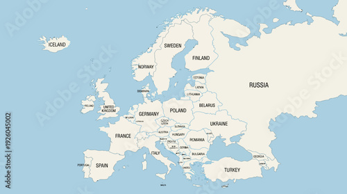 Europe Political Map with Labeled Countries and Borders