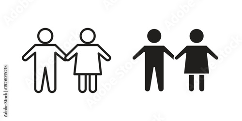 Man and woman icon, line symbols on white background. EPS10
