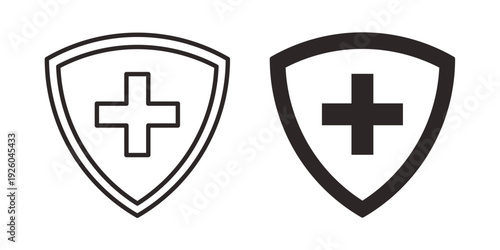 Medical insurance icon, line symbols on white background. EPS10