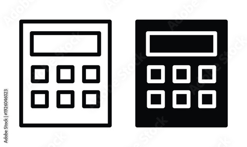 Black and White Calculator Icons for Business and Educational Purposes