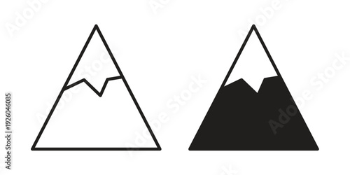 Mountain icon, line symbols on white background. EPS10