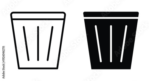 Minimalistic Trash Bin Icon Design in Black and White Style