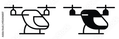 Helicopter Icon Design in Black and White for Modern Digital Illustrations