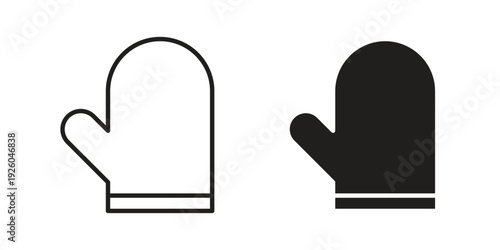Oven mitt icon, line symbols on white background. EPS10