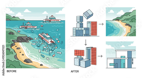 Transforming Polluted Coasts into Sustainable Modular Habitats A Vision of Environmental Renewal and Modern Architecture