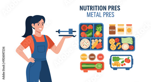 Woman presenting healthy meal prep with balanced nutrition and fitness