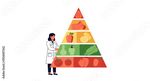 Nutrition expert presenting healthy food pyramid for balanced diet