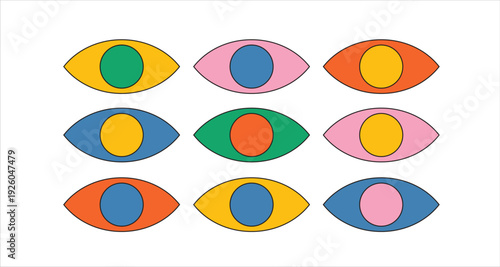 Illustration design eye retro unique design abstract set