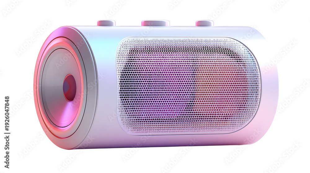 Fototapeta premium Bluetooth speaker, portable music audio device isolated on white background