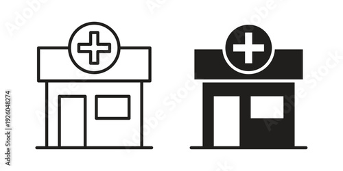 Pharmacy icon, line symbols on white background. EPS10
