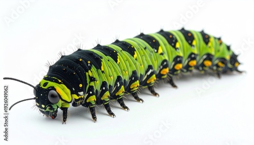 Vibrant Green Caterpillar with Black Spots.