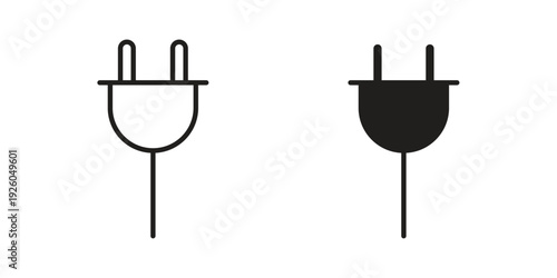 Plug adapter icon, line symbols on white background. EPS10