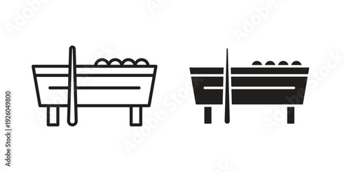 Pool table icon, line symbols on white background. EPS10