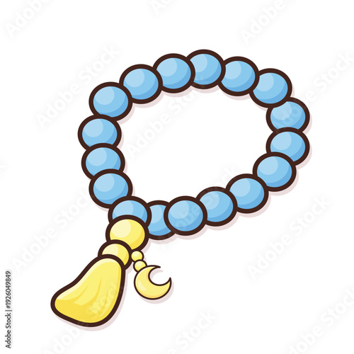 Tasbeeh beeds. prayer beeds vector. islamic prayer beeds cartoon illustration. ramadan elements. ramadan doodle illustration
