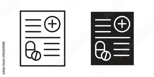 Prescription icon, line symbols on white background. EPS10