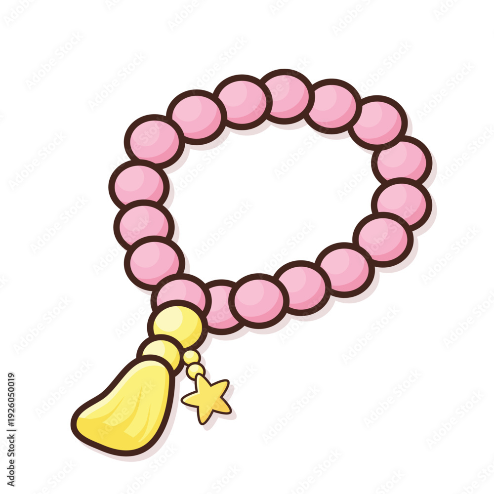 Obraz premium Tasbeeh beeds. prayer beeds vector. islamic prayer beeds cartoon illustration. ramadan elements. ramadan doodle illustration