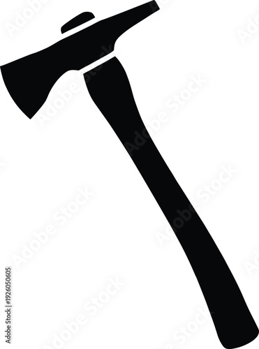 Black silhouette vector of a traditional tomahawk hatchet axe isolated on white background for camping, woodworking, outdoor survival, bushcraft, and rustic tool equipment design.