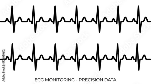ECG Heartbeat Monitor Lines Vector Icon. Electrocardiogram Wave for Medical Monitoring, Healthcare Technology, and Vital Signs Data Illustration.