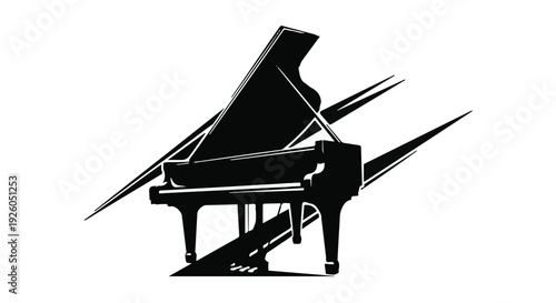 Gemini said

Isolated vector illustration of a black and white grand piano keyboard with floating musical notes for classical jazz concert art