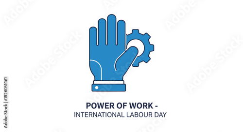 International Labour Day icon with hand and gear