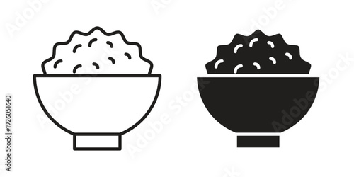 Rise Bowl icon, line symbols on white background. EPS10
