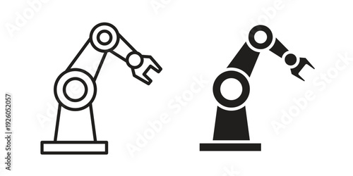 Robot arm icon, line symbols on white background. EPS10
