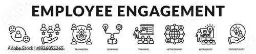 Employee engagement theme highlighting collaborative growth, feedback culture, and professional empowerment. in Lineal Icon Style