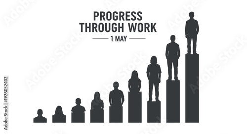 Progress through work vector illustration, business growth concept